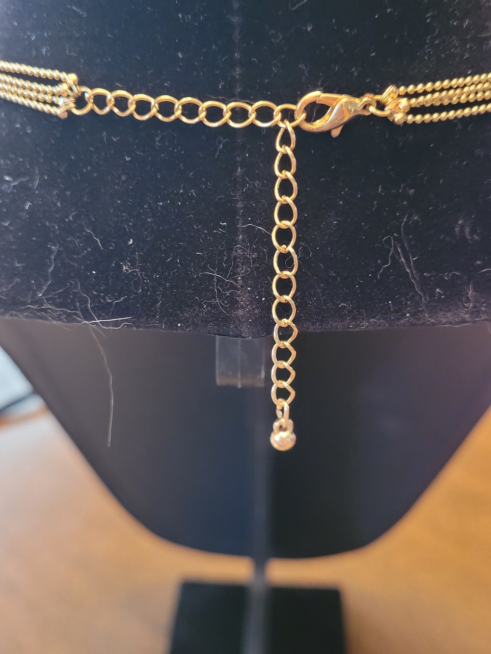 Vintage Style Gold Tone Mesh Bow  Necklace Rhinestone Tassel Statement Adj. - Picture 3 of 5
